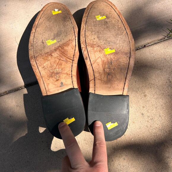Brown leather loafers with a main image 6